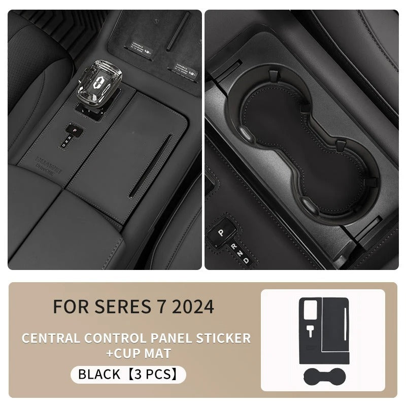 Leather Central Control Panel Stickers & Cup Mat – For SERES AITO M7 2024 - Delicate Leather