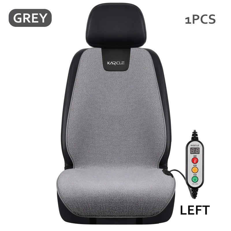 Heated Fleece Car Seat Cover with Graphene Heating – Fast Warm Plush Seat Protector for Winter - Delicate Leather