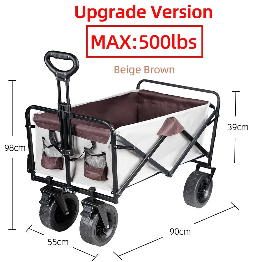 Collapsible Folding Utility Beach Cart – Heavy-Duty Large Capacity Wagon for Camping, Garden & Outdoor Use