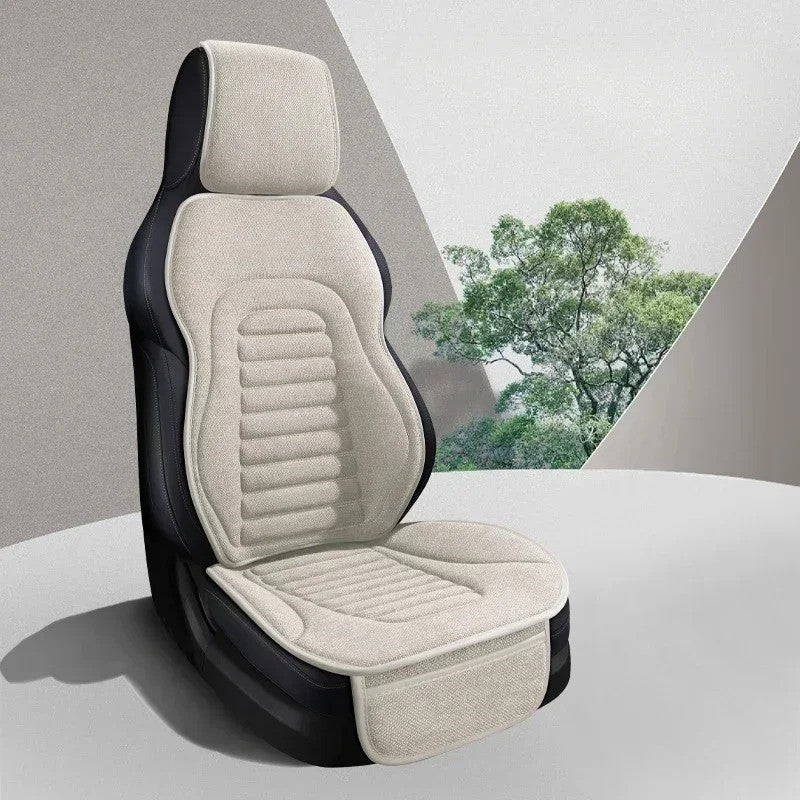 Universal Flax Car Seat Covers – Breathable Four-Season Linen Seat Protectors | Anti-Slip, Eco-Friendly, Semi-Wrap Design for Cars, SUVs, MPVs - Delicate Leather