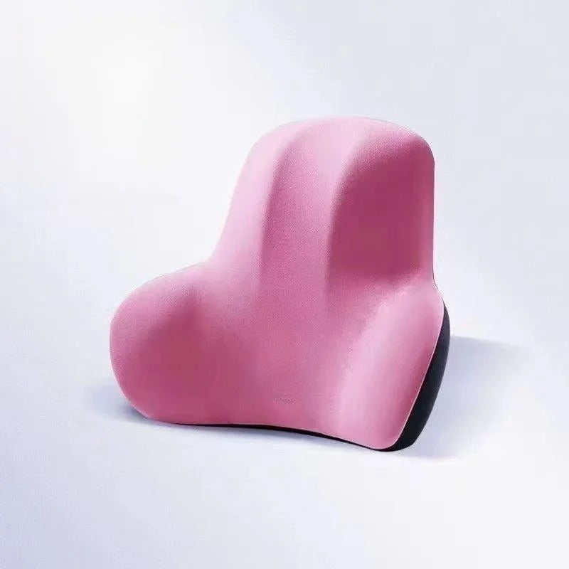 Memory Foam Lumbar Back Cushion – Multi-Functional Pain Relief Pillow for Car, Office, and Postpartum Waist Support - Delicate Leather