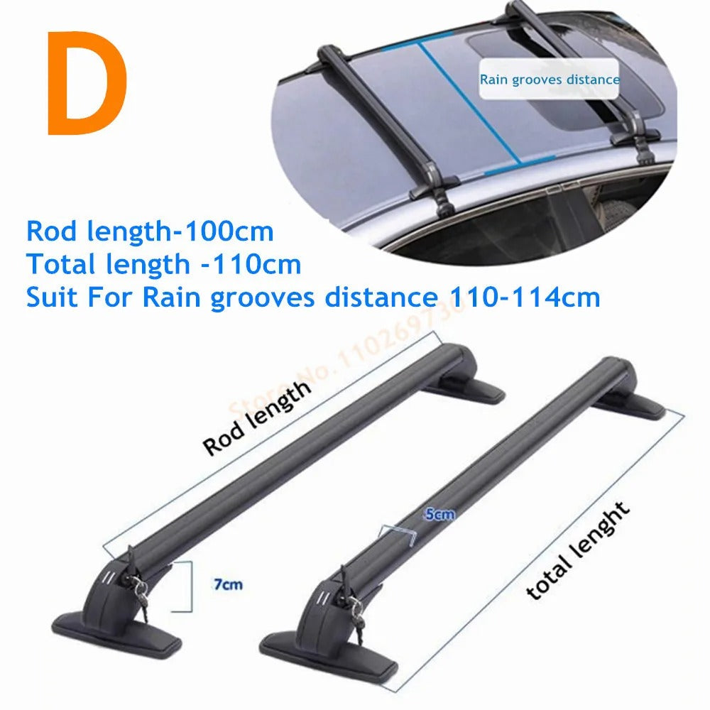 Universal Car Roof Mounting Rack Rail Bar - Black Aluminum Luggage Carrier with Lock - Delicate Leather