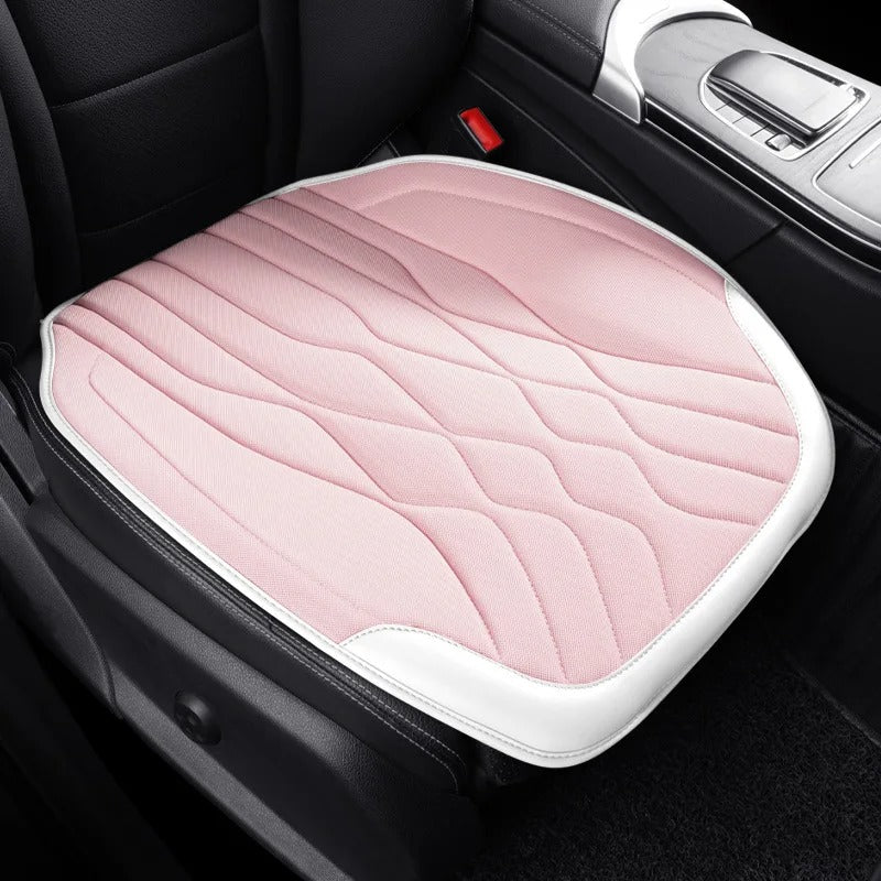 Summer Cool Ice Silk Car Seat Covers - Universal, Breathable, Non-Slip Front and Rear Cushion Set with Backrest - Delicate Leather