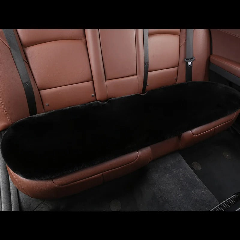 Winter Warm Plush Car Seat Cover Set - Fluffy Faux Rabbit Fur for 5-Seat Cars - Delicate Leather