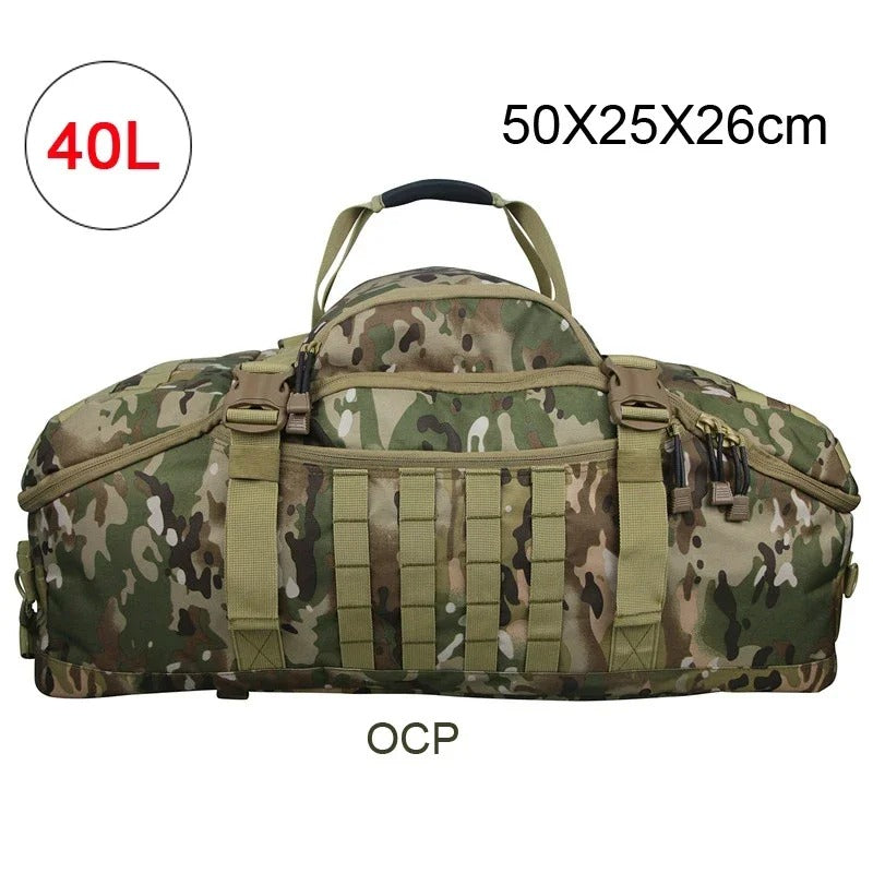 40L/60L/80L Molle Tactical Duffel Backpack – Multi-Function Gym, Travel & Outdoor Bag - Delicate Leather