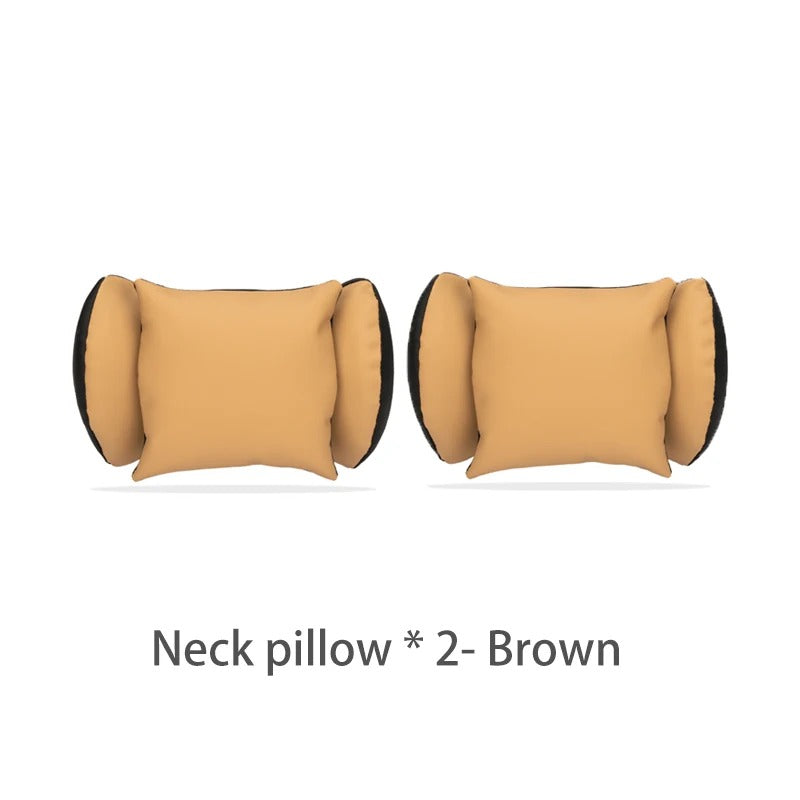 Leather Car Neck Pillow & Lumbar Support – Universal Headrest Cushion for Car - Delicate Leather