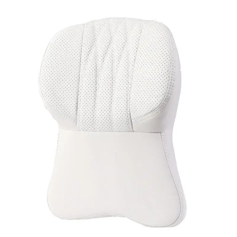 3D Memory Foam Car Neck Pillow – Embroidered Leather Lumbar Support for Back Pain Relief - Delicate Leather