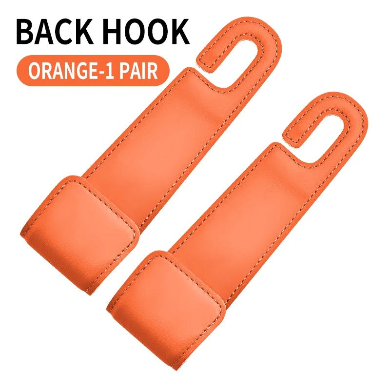 Car Seat Back Hooks – Leather Hooks for Small Object Storage - Delicate Leather