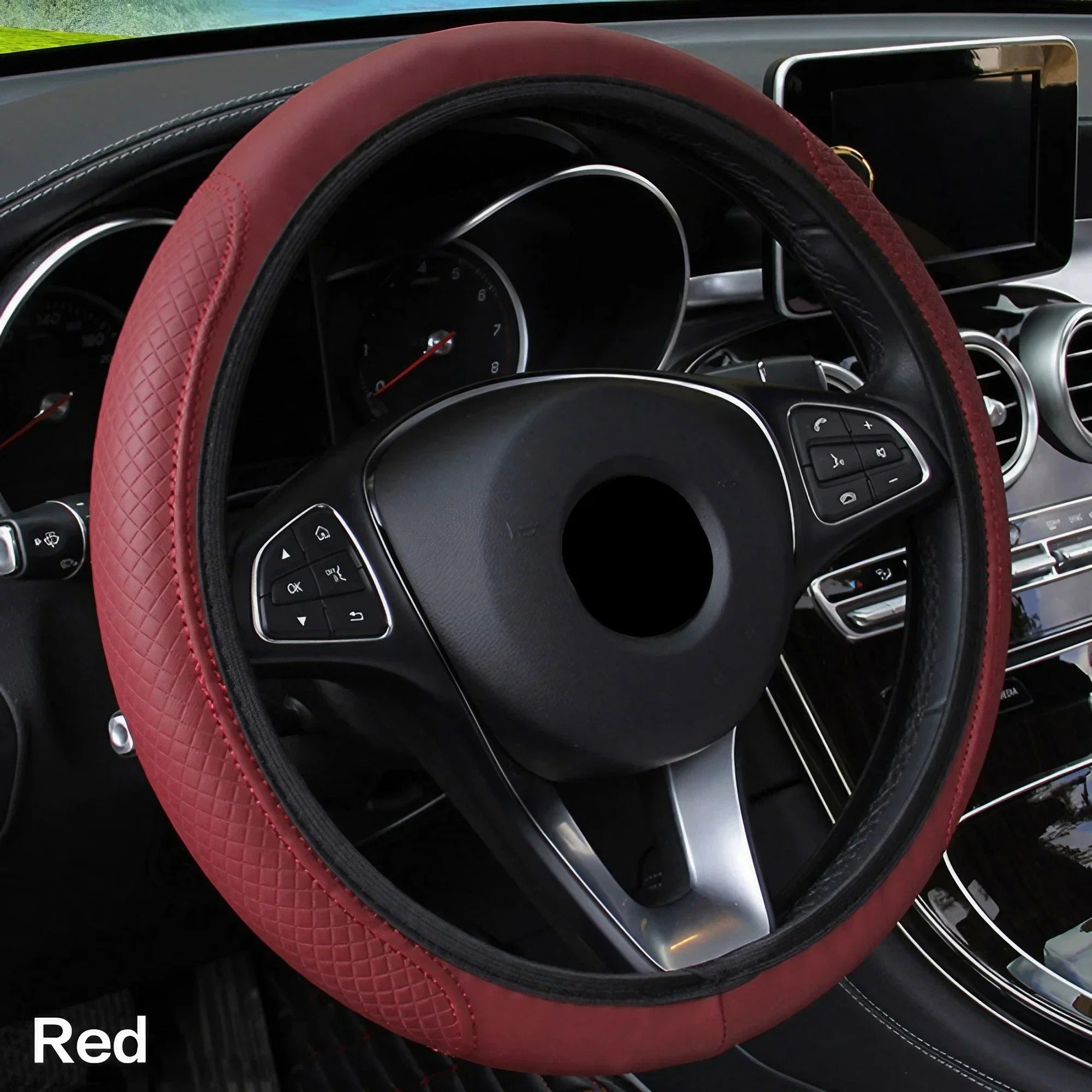 Breathable PU Leather Anti-Slip Universal Steering Wheel Cover – Premium Interior Protection and Decoration Accessory - Delicate Leather