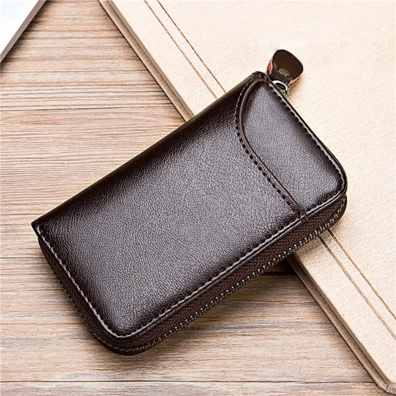 Leather Key Case Organizer Pouch – Car Key Wallet with Card Holder for Men & Women | Multi-Function Keychain Bag - Delicate Leather