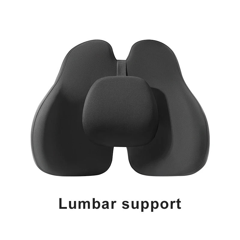 Universal Car Headrest & Lumbar Support Pillow – Memory Foam Neck & Back Cushion - Delicate Leather