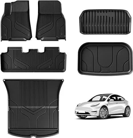 TPE Waterproof Non-Slip Floor Mats for Tesla Model 3/Y (2019-2024) - All-Weather Protection and Eco-Friendly Car Accessories - Delicate Leather