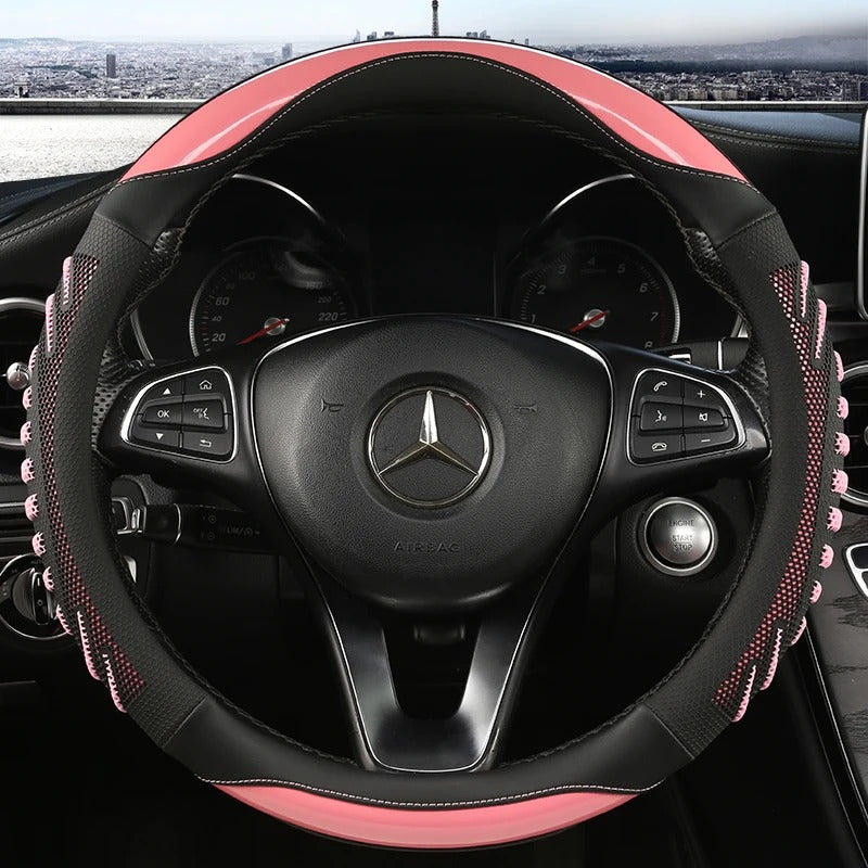 3D Honeycomb Leather Steering Wheel Cover – Anti-Slip, Universal Fit for 14.5–15 Inch Wheels | Durable & Breathable Design