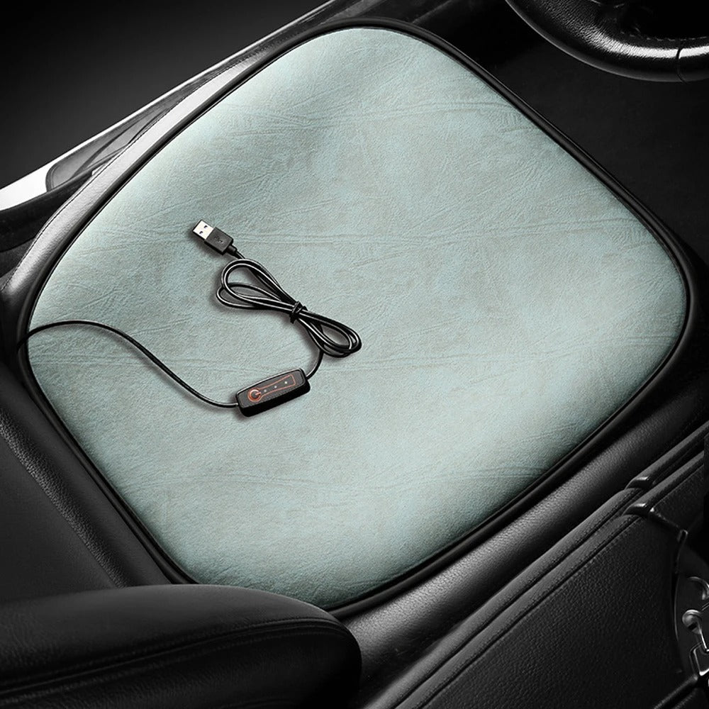 Universal USB Heated Car Seat Cushion – Winter Warm Plush Pad for Ultimate Comfort - Delicate Leather