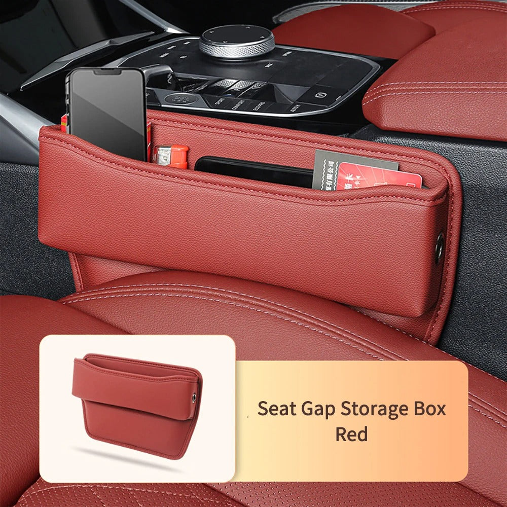 Delicate Leather Car Seat Gap Filler Organizer, Custom Fir For Your Cars, PU Leather Car Organizer Bag - Back Seat Organizer & Side Gap Filler with Storage Box - Delicate Leather