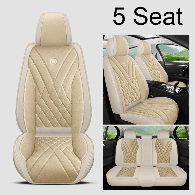 Universal Full Coverage Flax Car Seat Cover - Stylish Protection for Car Models - Delicate Leather