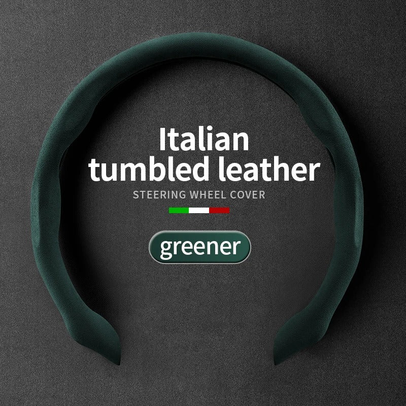 Ultra-Thin Suede Steering Wheel Cover – Sweat-Absorbing & Anti-Slip Handlebar Grip - Delicate Leather