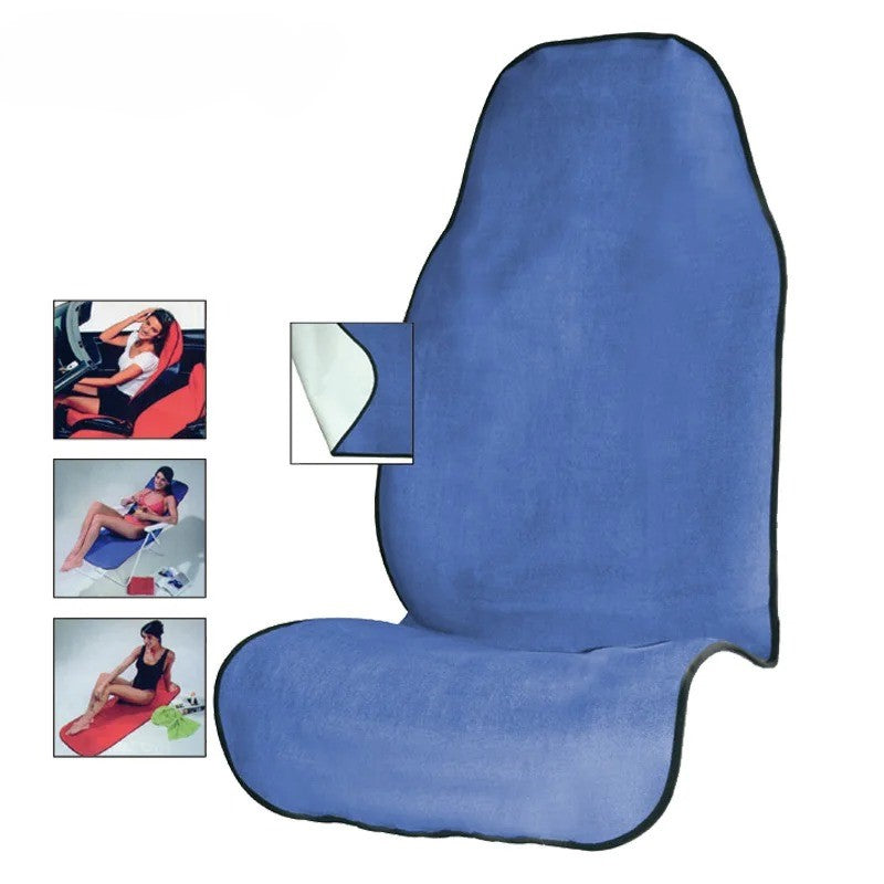 Towel Car Seat Cover for Athletes - Waterproof, Anti-Skid, and Portable for Gym, Beach & Outdoor Activities - Delicate Leather