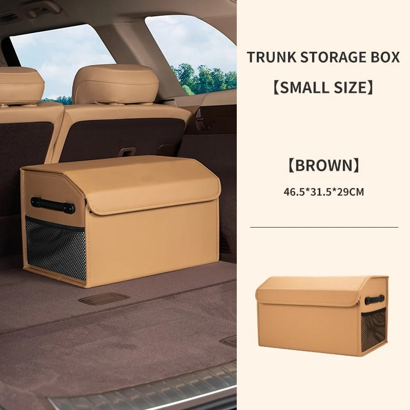Large-Capacity PU Folding Car Trunk Storage Box with Lid – Portable Organizer for SERES AITO M5/M7/M9 - Delicate Leather