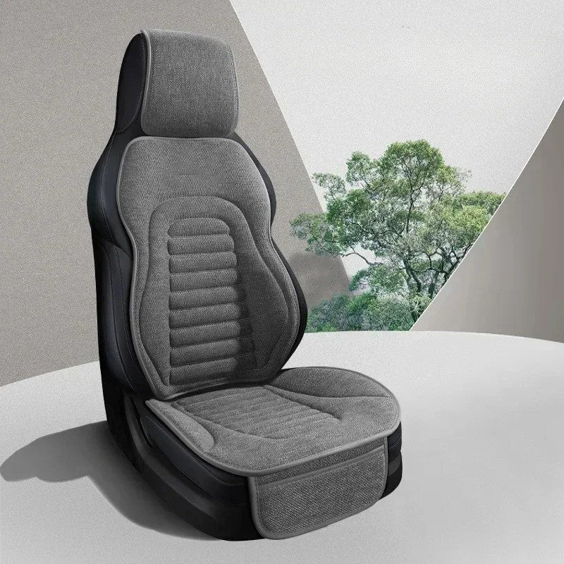 Universal Flax Car Seat Covers – Breathable Four-Season Linen Seat Protectors | Anti-Slip, Eco-Friendly, Semi-Wrap Design for Cars, SUVs, MPVs - Delicate Leather