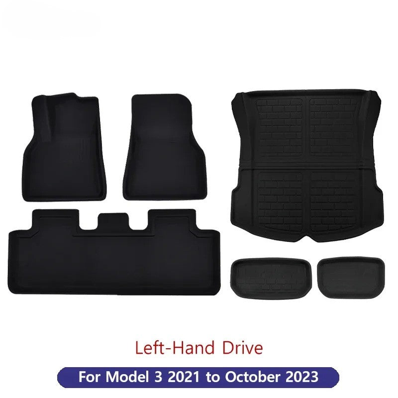 Tesla Model Y/3 Floor Mat & Trunk Luggage Mat (2017-2024) - All-Weather Protection for Left & Right Hand Drive (LHD/RHD) - Delicate Leather