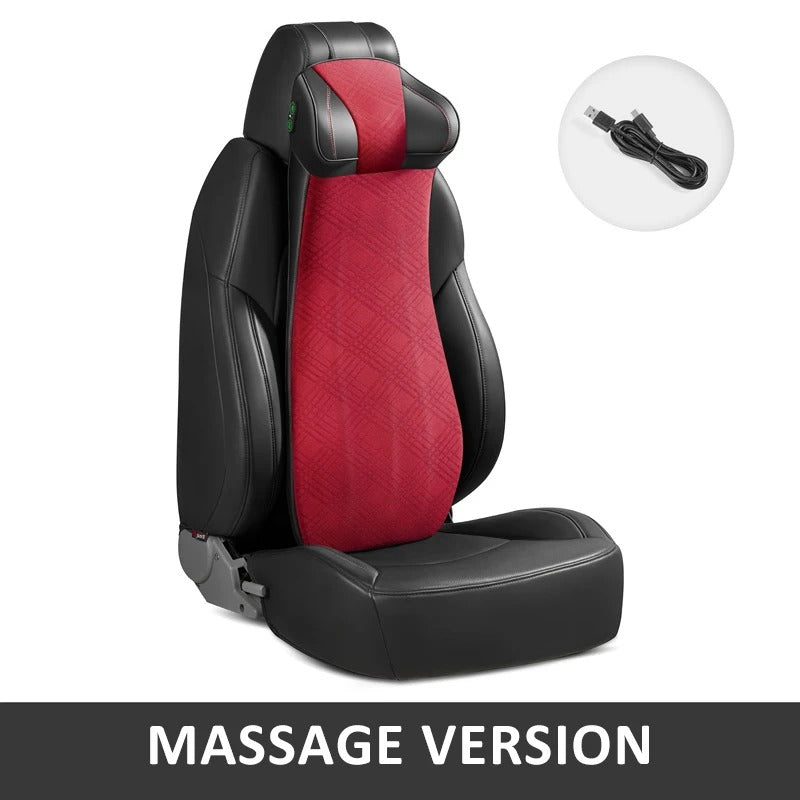 Memory Foam Car Neck Massage Pillow & Lumbar Support Cushion – Ergonomic Headrest for Travel and Auto Seat Comfort - Delicate Leather