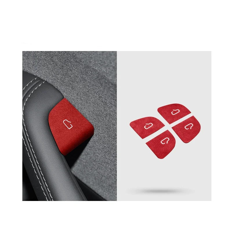 Ultra-Thin Suede Car Door Switch Sticker – Button Decoration and Protection for All Car Models - Delicate Leather