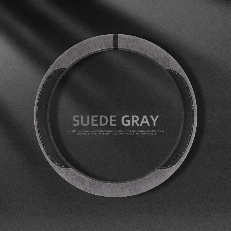 Trendy Four-Season Suede Steering Wheel Cover – Universal Non-Slip Handle Cover for Stylish Car Interior Decoration - Delicate Leather