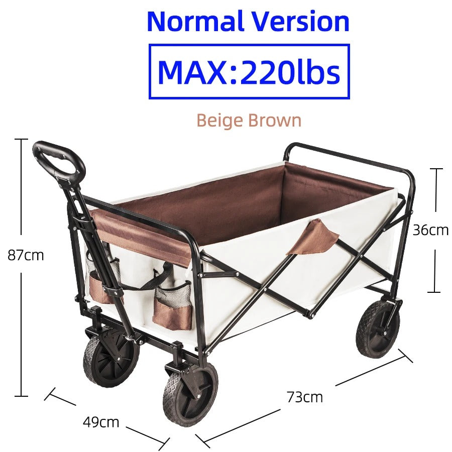 Collapsible Folding Utility Beach Cart – Heavy-Duty Large Capacity Wagon for Camping, Garden & Outdoor Use
