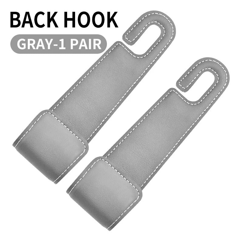 Car Seat Back Hooks – Leather Hooks for Small Object Storage - Delicate Leather
