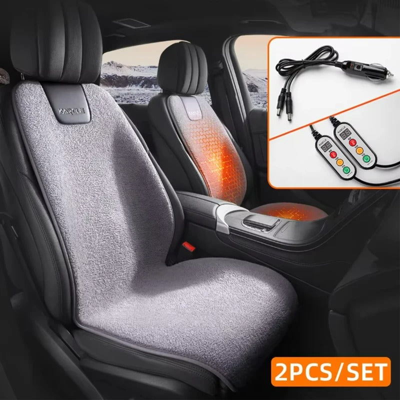 Heated Fleece Car Seat Cover with Graphene Heating – Fast Warm Plush Seat Protector for Winter - Delicate Leather