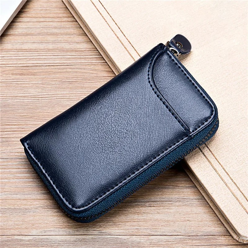 Leather Key Case Organizer Pouch – Car Key Wallet with Card Holder for Men & Women | Multi-Function Keychain Bag - Delicate Leather