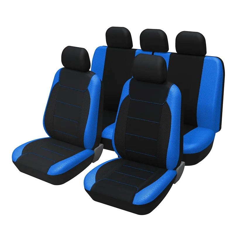 Full Set Car Seat Covers – Polyester Sandwich Material, Universal Fit for 5-Seater Vehicles, Airbag Compatible, for Car - Delicate Leather