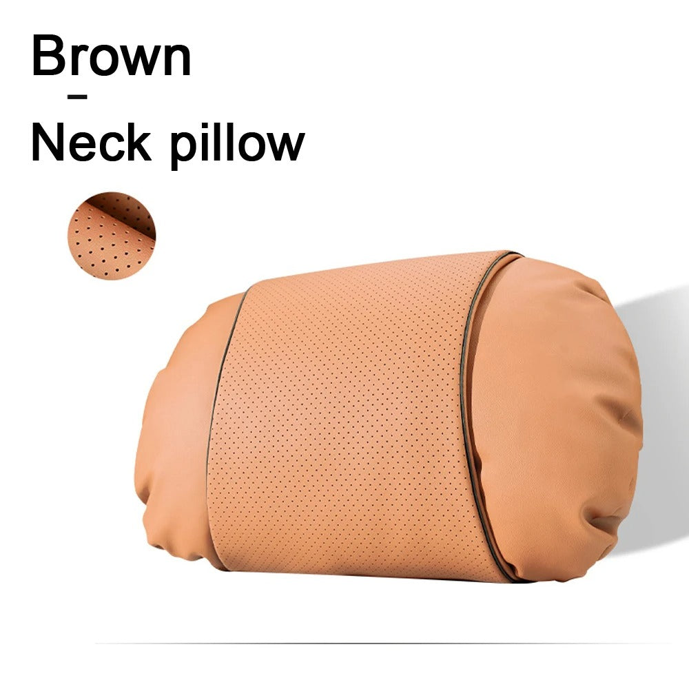 Luxury Nappa Leather Car Headrest & Lumbar Support Pillow – Ergonomic Neck & Back Cushion for Mercedes-Benz AMG A/B/C/E/S-Class