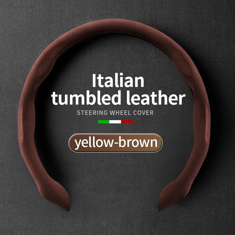 Ultra-Thin Suede Steering Wheel Cover – Sweat-Absorbing & Anti-Slip Handlebar Grip - Delicate Leather