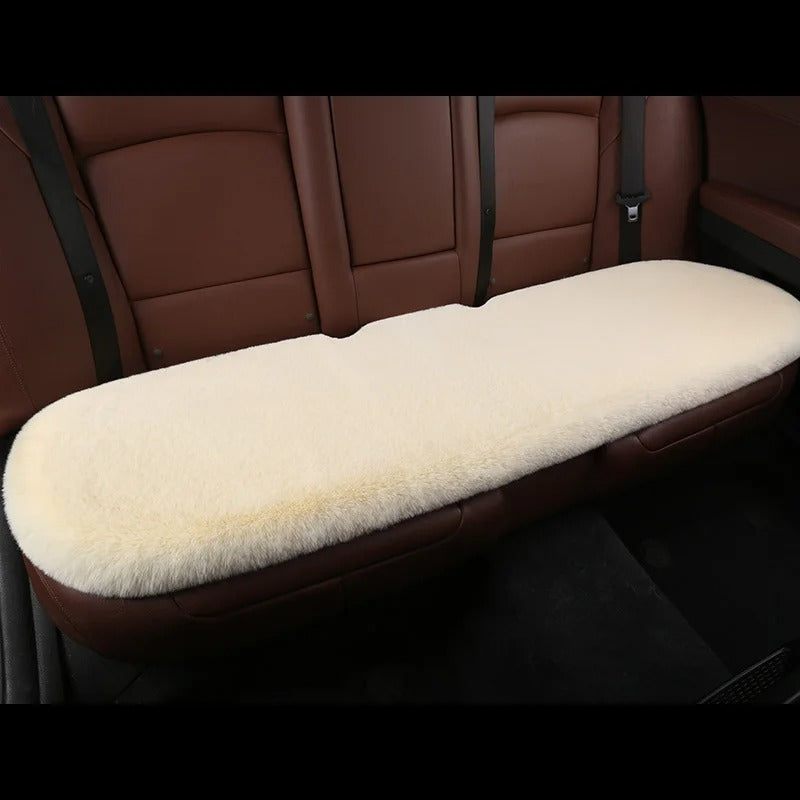 Winter Warm Plush Car Seat Cover Set - Fluffy Faux Rabbit Fur for 5-Seat Cars - Delicate Leather