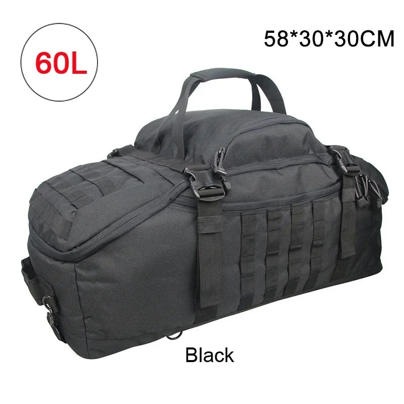 40L/60L/80L Molle Tactical Duffel Backpack – Multi-Function Gym, Travel & Outdoor Bag - Delicate Leather
