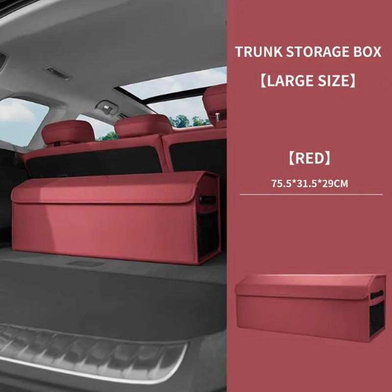 Large-Capacity PU Folding Car Trunk Storage Box with Lid – Portable Organizer for SERES AITO M5/M7/M9 - Delicate Leather