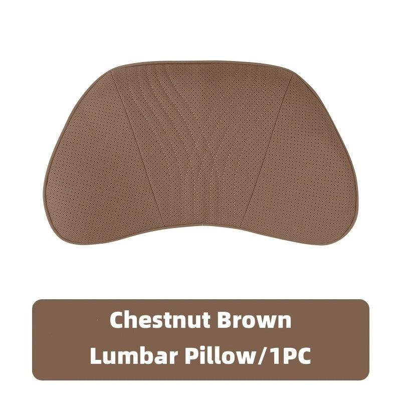 High-End Leather Car Seat Headrest and Neck Pillow with Soft Latex Back Support – Multifunctional Pillow and Quilt Set