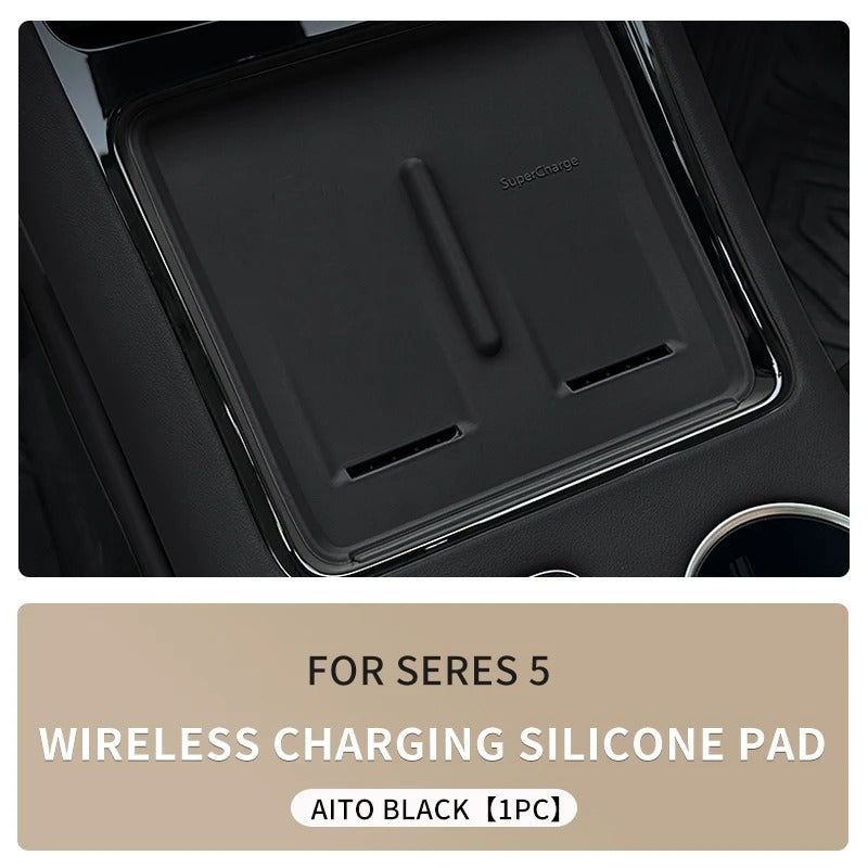 Wireless Charging Silicone Pad – Non-Slip Phone Mat for SERES Huawei AITO M7/M5 - Delicate Leather