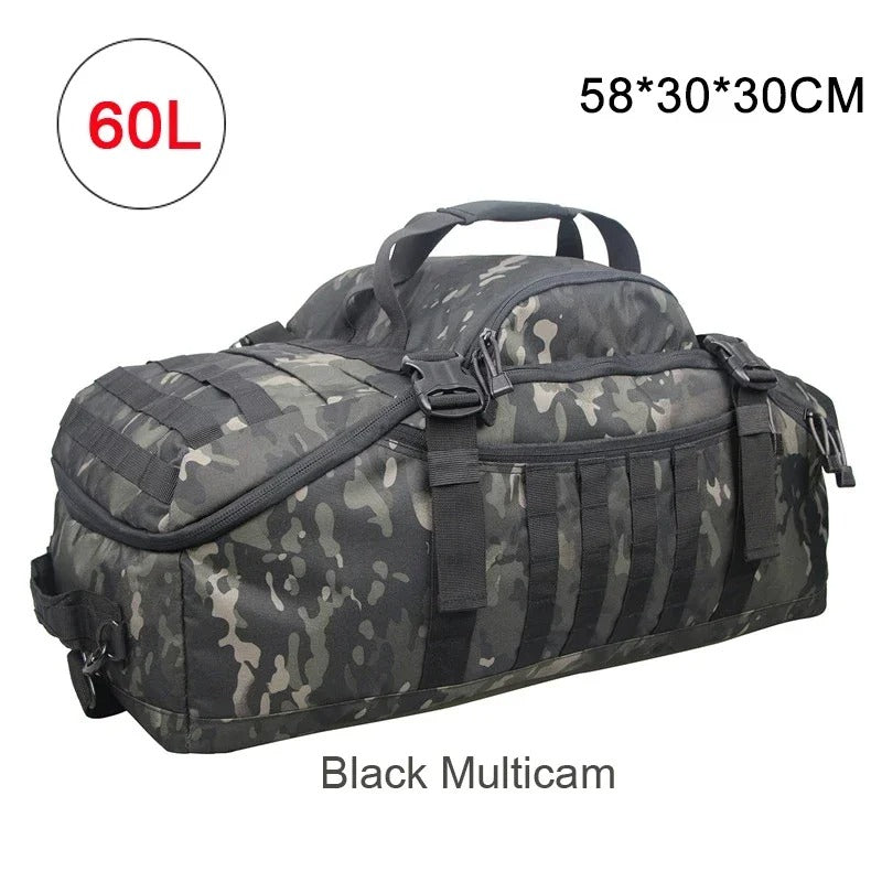 40L/60L/80L Molle Tactical Duffel Backpack – Multi-Function Gym, Travel & Outdoor Bag - Delicate Leather