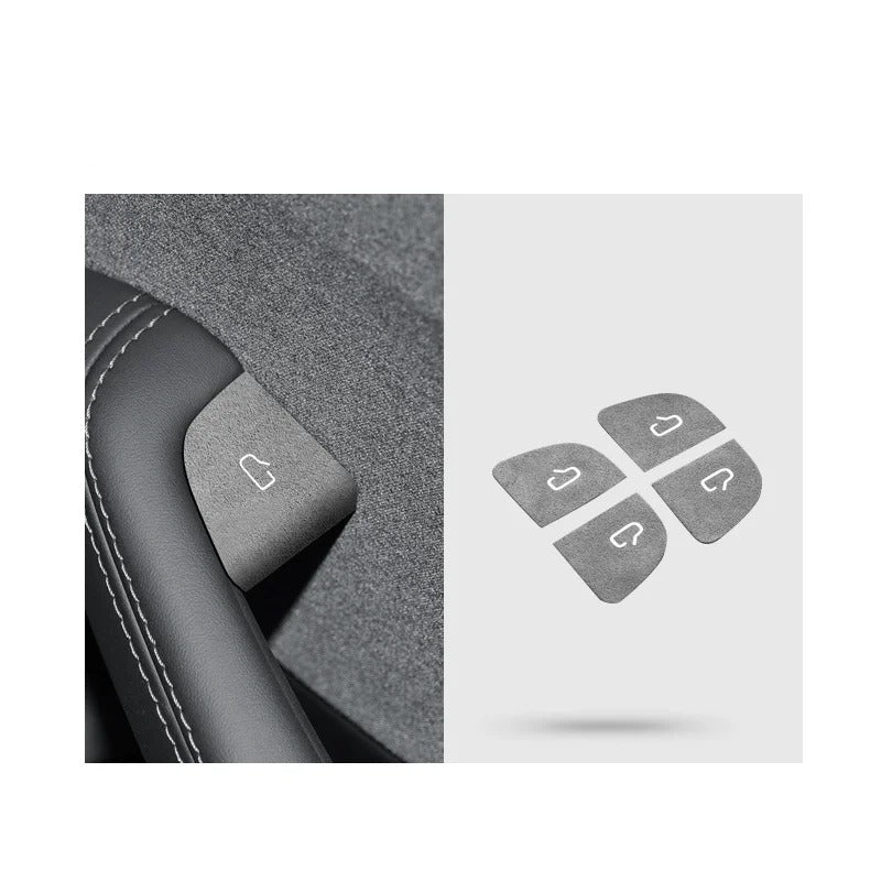 Ultra-Thin Suede Car Door Switch Sticker – Button Decoration and Protection for All Car Models - Delicate Leather