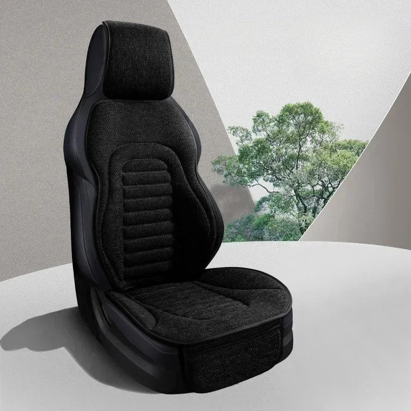 Universal Flax Car Seat Covers – Breathable Four-Season Linen Seat Protectors | Anti-Slip, Eco-Friendly, Semi-Wrap Design for Cars, SUVs, MPVs - Delicate Leather