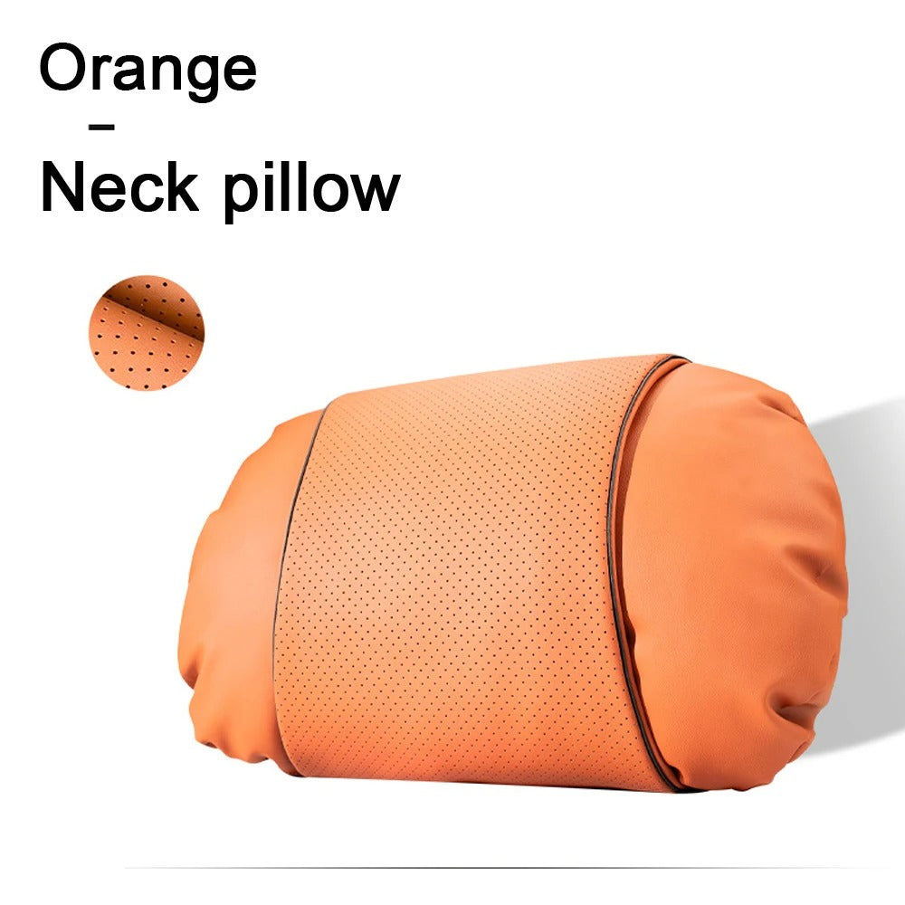 Luxury Nappa Leather Car Headrest & Lumbar Support Pillow – Ergonomic Neck & Back Cushion for Mercedes-Benz AMG A/B/C/E/S-Class