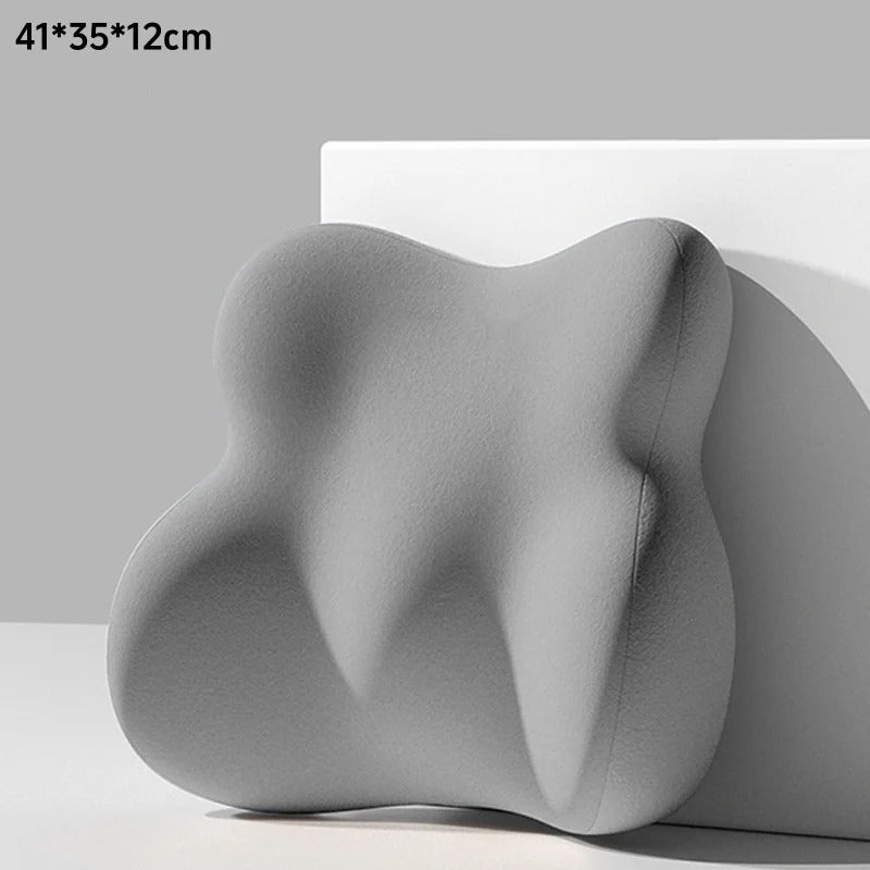 Memory Foam Lumbar Back Cushion – Multi-Functional Pain Relief Pillow for Car, Office, and Postpartum Waist Support - Delicate Leather