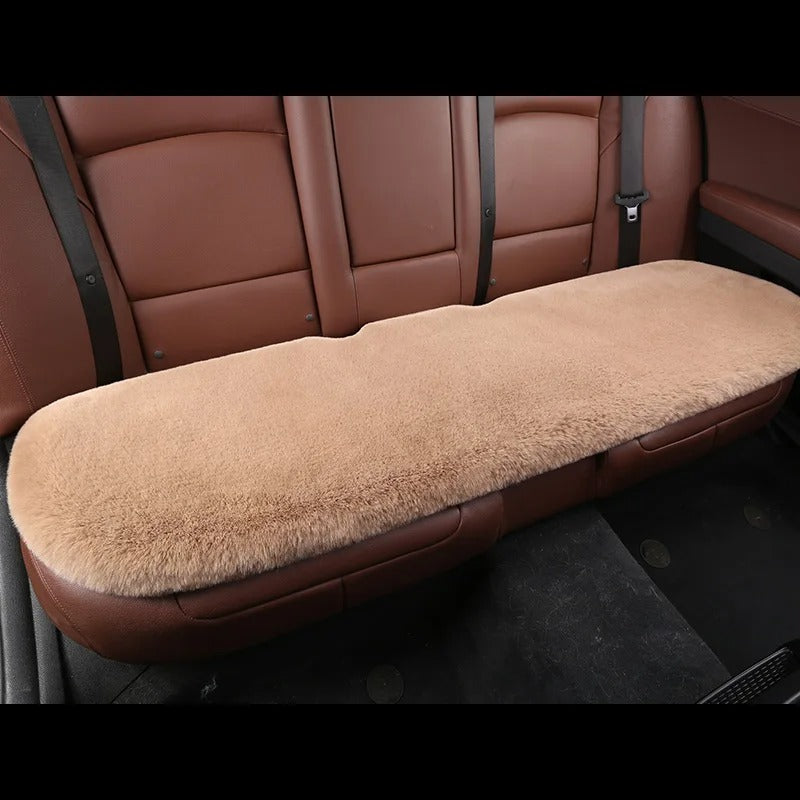 Winter Warm Plush Car Seat Cover Set - Fluffy Faux Rabbit Fur for 5-Seat Cars - Delicate Leather