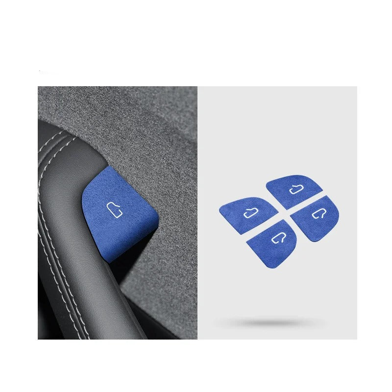 Ultra-Thin Suede Car Door Switch Sticker – Button Decoration and Protection for All Car Models - Delicate Leather