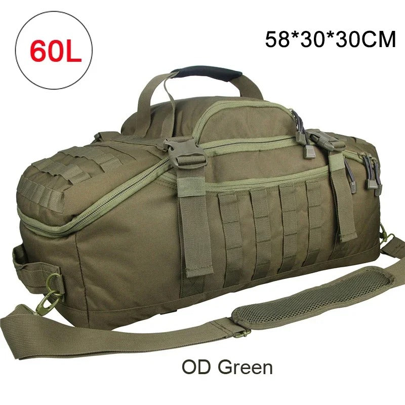 40L/60L/80L Molle Tactical Duffel Backpack – Multi-Function Gym, Travel & Outdoor Bag - Delicate Leather