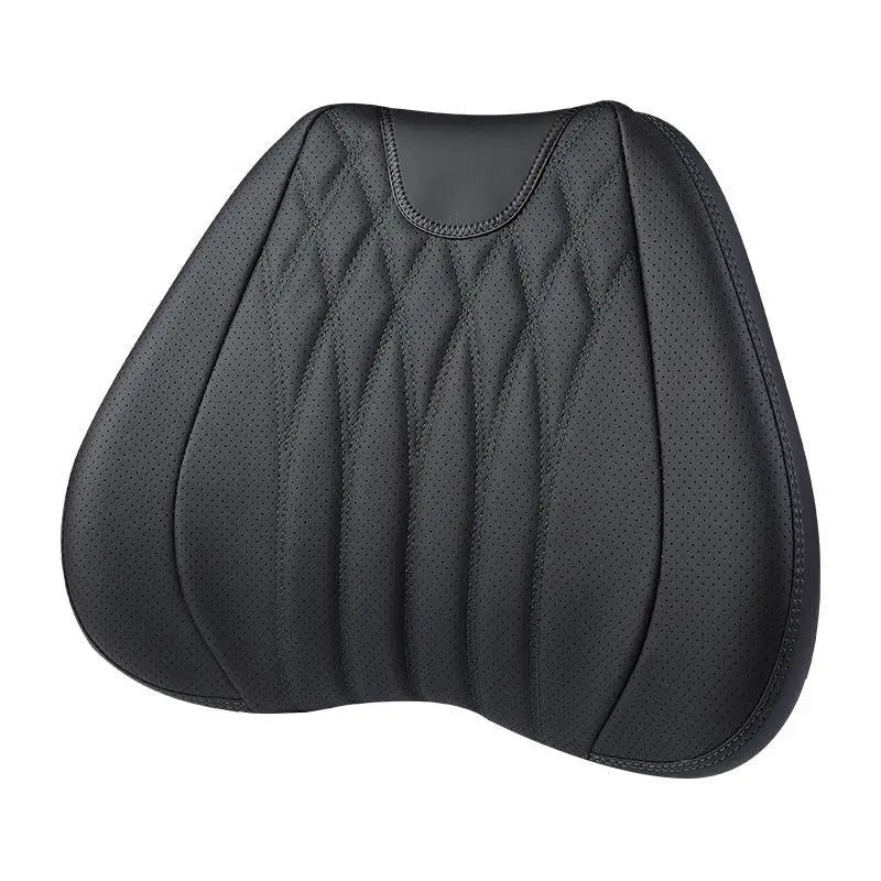 3D Memory Foam Car Neck Pillow – Embroidered Leather Lumbar Support for Back Pain Relief - Delicate Leather