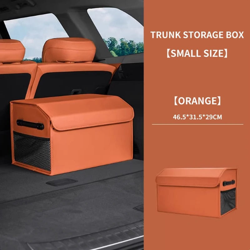 Large-Capacity PU Folding Car Trunk Storage Box with Lid – Portable Organizer for SERES AITO M5/M7/M9 - Delicate Leather